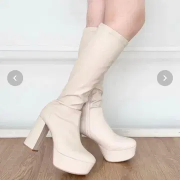 ESPERANZA 통굽 롱 부츠 화이트