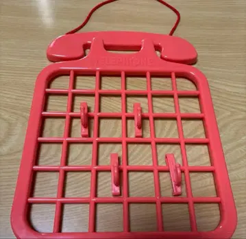 미사용 쇼와 레트로 전화기 행거 후크 포함 오렌지 팬시