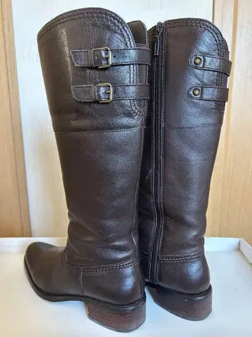 다크 브라운 롱 부츠 천연 가죽