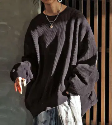 안티카 사이드리브 풀오버 트레이닝복 흑먹색