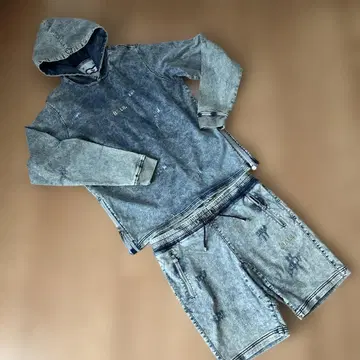 BALR. 데님 조 후디와 숏팬츠 세트