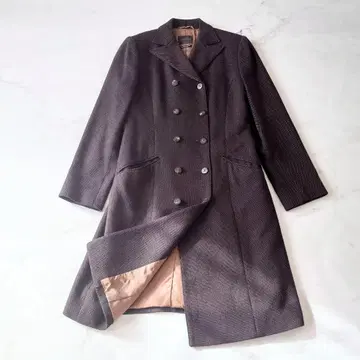 투모로우랜드 더블 체스터 롱 코트 캐시미어 고급스러움 고급 브라운