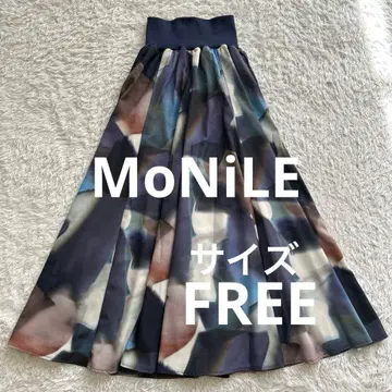 MoNiLE 모니레 보카시 프린트 롱 스커트 모자이크 패턴