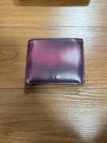 그라데이션 퍼플 가죽 접이식 지갑 유하쿠 yuhaku