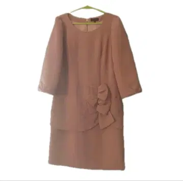 리치미 뉴욕 RicchmieNY 살몬 핑크 리본 부착 원피스 등 지퍼