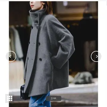 24AW 스탠드 카라 오버코트 그레이