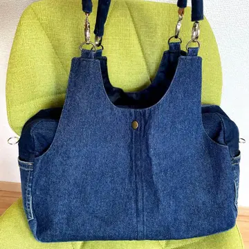 다크 블루 데님 리메이크 숄더백 핸드메이드