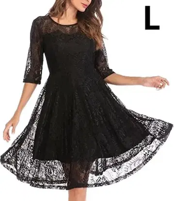 파티 드레스 파티 원피스 무릎 기장 레이스 원피스 L