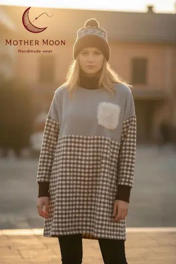 핸드메이드 handmade 몽글몽글 쭈리 니트 체크 SK 원피스