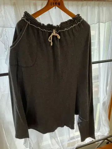 그레이 와이드 팬츠 드로우 스트링 포함