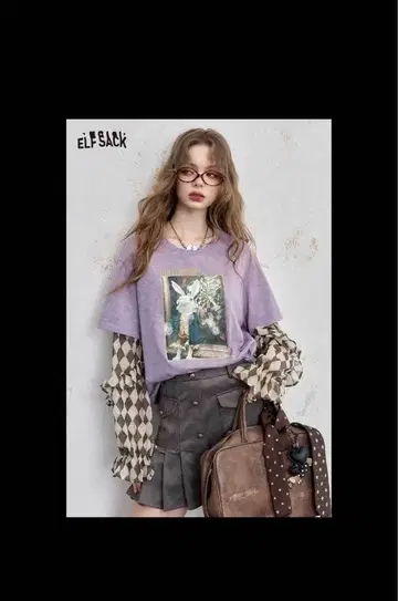 ELF SACK 레이어드 T셔츠 드롭 숄더 한국 브랜드