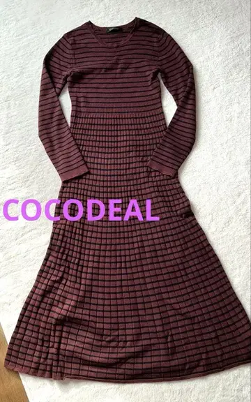 코코딜 브라운 스트라이프 니트 원피스