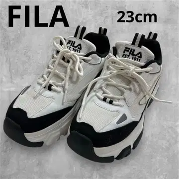 FILA 화이트 블랙 여성용 스니커즈 23cm