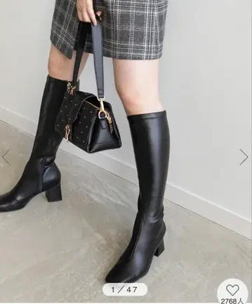 RANDA 스퀘어토 롱부츠 블랙 L