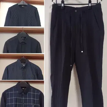 HARE 네이비 체크 셔츠 스웨터 팬츠 5점 M 일괄