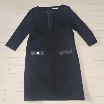 자유구 블랙 V넥 원피스 38 사이즈