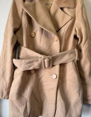 베이지 더블 브레스트 롱 코트 LIP SERVICE