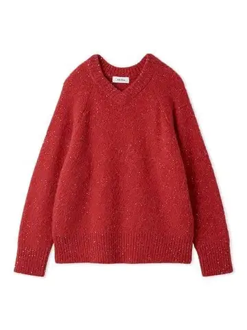 미라 오웬 스팽글 샤기 니트 빨간색