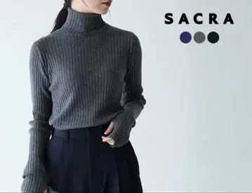 사쿠라 SACRA 메리노울 리브 터틀넥 니트 스웨터