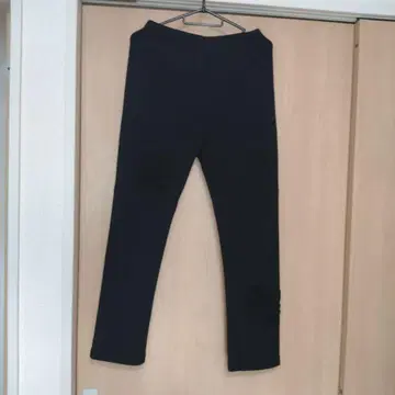 블랙 꽃무늬 자수 캐주얼 팬츠