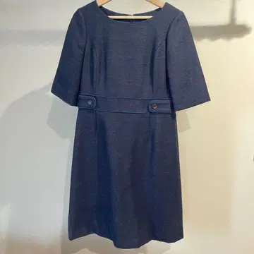 뉴요커 New Yorker 다크 블루 7부 소매 버튼 원피스