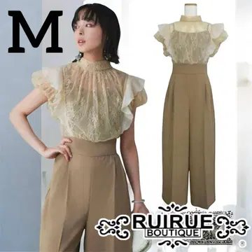 루일 에 부티크 셋업 백리본 레이스 콤비 팬츠 드레스 베이지