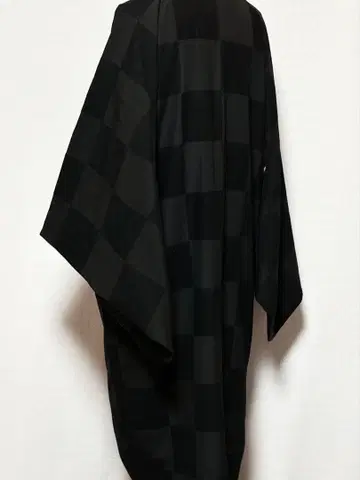 컨디션 최상 기모노 순수 실크 격자 무늬 도중착(세미롱) 선착순