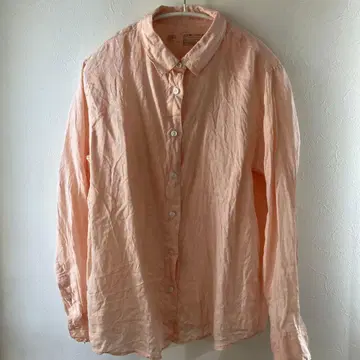 미사용 무인양품 살몬 핑크 100% 린넨 L 사이즈 셔츠