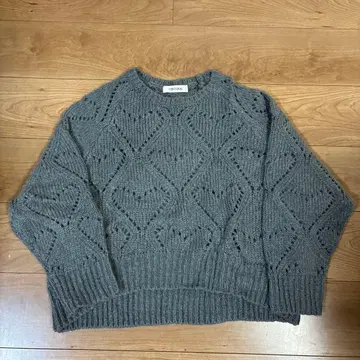 COCO DEAL 그레이 하트 편직 스웨터