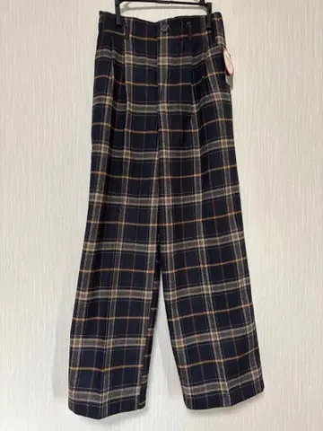 체크 무늬 와이드 팬츠 스트레이트 팬츠