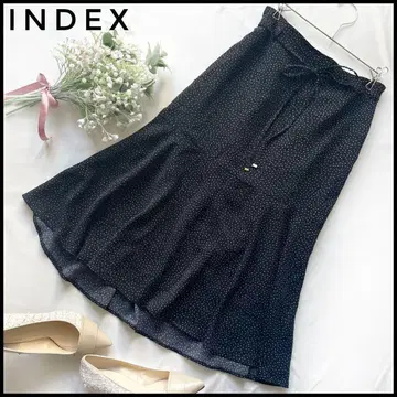 인덱스 인덱스 도트 무늬 머메이드 스커트 블랙