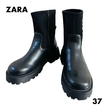 ZARA 자라 트랙 밑창 앵클부츠 통굽 삭스 부츠 37