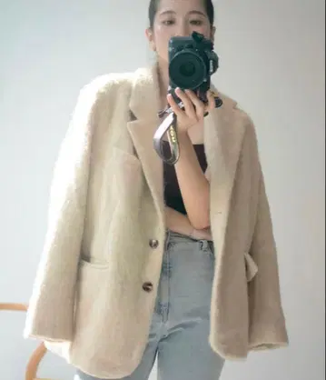 basement 모헤어 샤기 자켓 코트