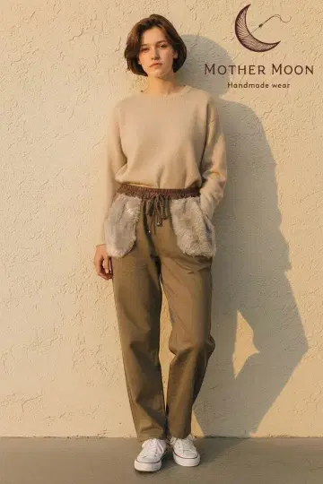 핸드j메이드handmade 포켓의 베이지 슬라우치 팬츠