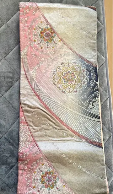 니시진 비단 다이아몬드 박 후쿠로 오비 순수 실크