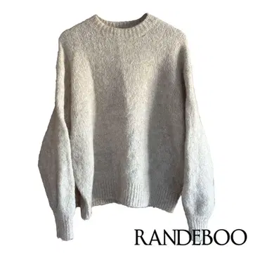 RANDEBOO 베이지 크루넥 니트 스웨터 샤기 니트