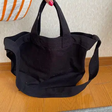 무인양품 캔버스 블랙 심플 토트백 숄더 포함