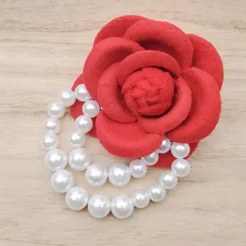 브로치 장미B 레드 펄 코사지 빨간색 졸업식 입학식 결혼식