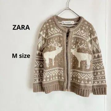 ZARAKNIT 자라 가디건 M 루돌프 무늬 베이지 울 혼방