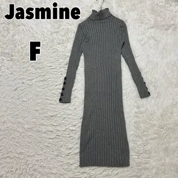 재스민 그란디 플로라 터틀넥 리브 니트 원피스