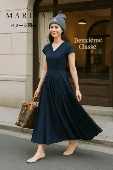 새상품급! 7.9만 엔 / MARIHA 마리하 봄의 달 원피스 네이비