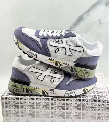 [고장난 물건] Premiata 화이트/퍼플 mick 스니커즈