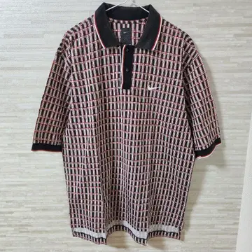 00s 나이키 골프 올 패턴 피케 셔츠 반팔 체크 M