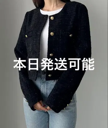 Louere 팬시 라메 트위드 숏 자켓