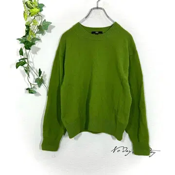 유니클로 모 100% 니트 스웨터 M 라임 그린