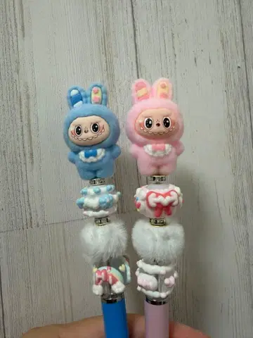 labubu 마스코트 부착 터치 펜 볼펜 2세트
