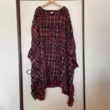 iroquois 타탄 체크 패치워크 판초