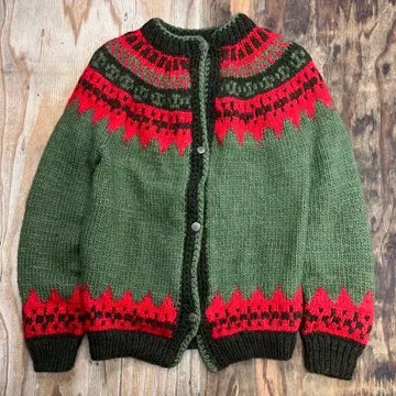 VINTAGE 노르딕 니트 가디건 메탈 버튼 유로 티롤리안