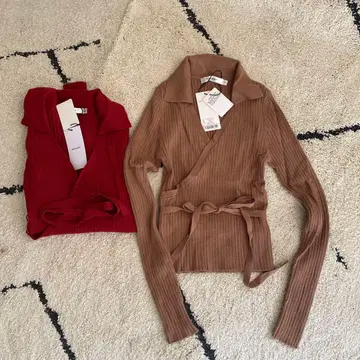 MOUSSY 카슈쿨 리브 니트 랩 2색 세트 판매