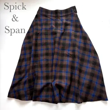 Spick & Span 체크 스커트 울 브라운 x 블루 상태 좋음